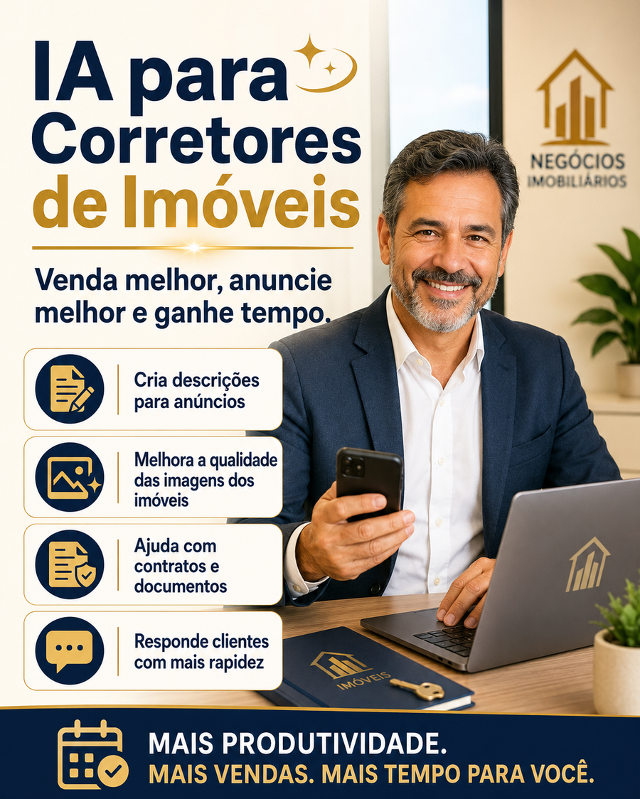 IA para corretores de imóveis: descrições, imagens, contratos e atendimento